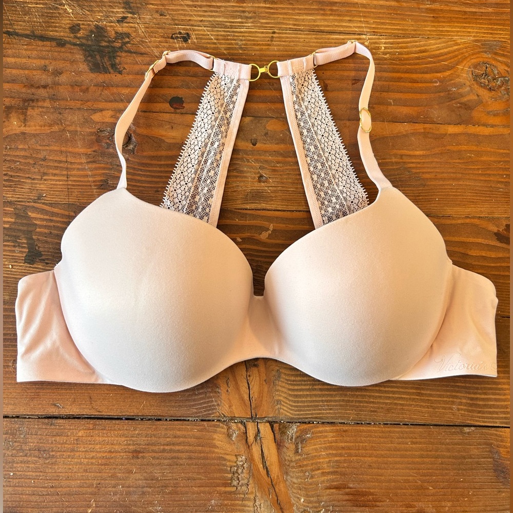 Victoria's Secret Light Pink Lace-Back T-Shirt Bra